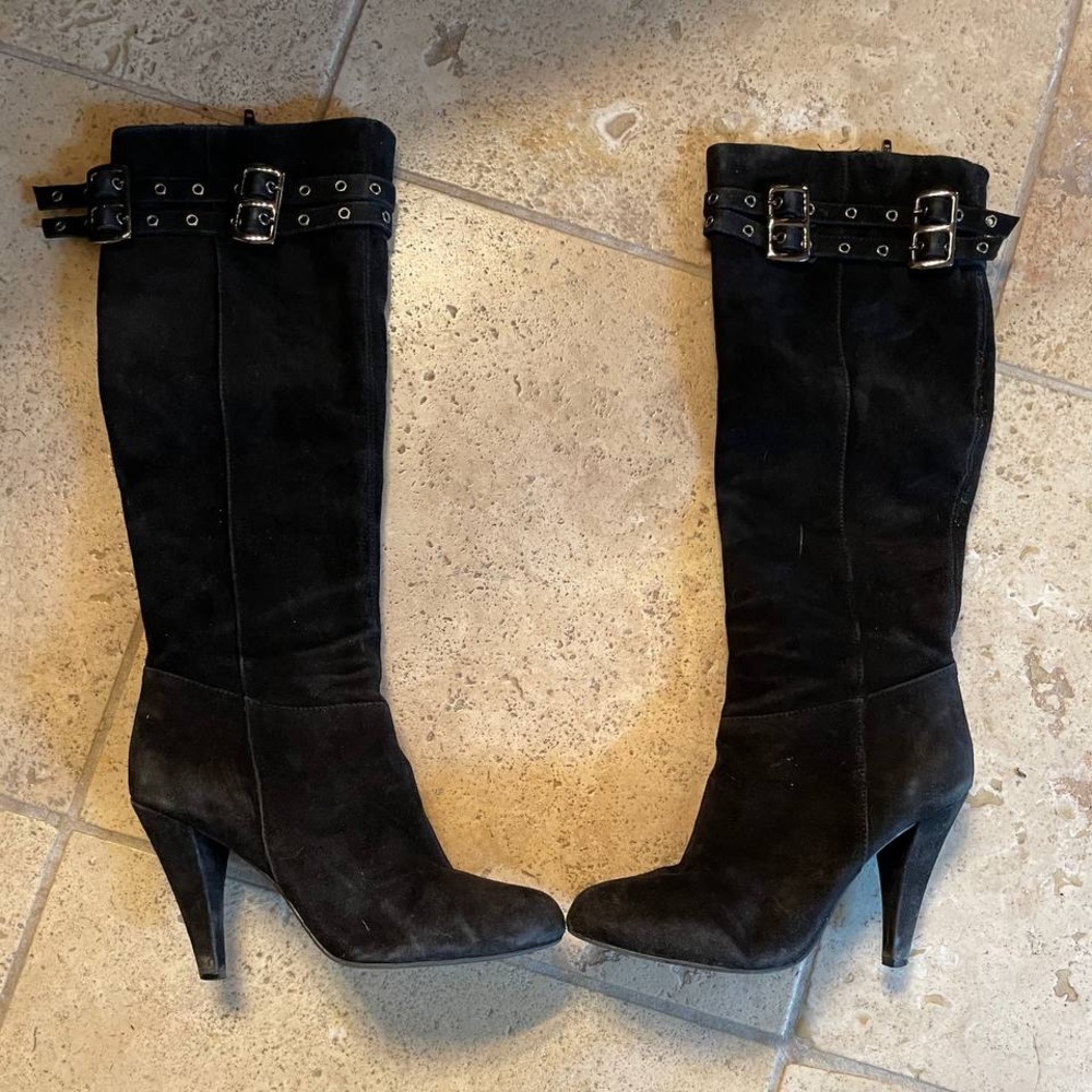 Black suede boots
